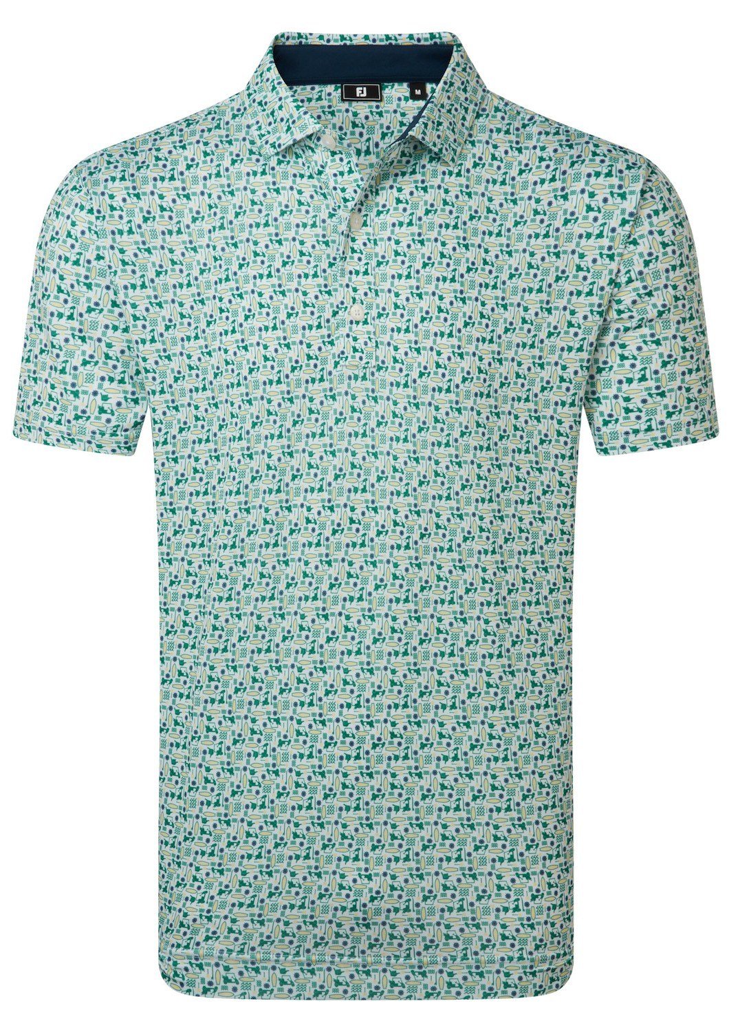 FootJoy Surfs Up Print Lisle Herren Poloshirt, field green/white/sunshine/navy