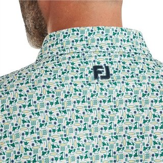 FootJoy Surfs Up Print Lisle Herren Poloshirt, field green/white/sunshine/navy