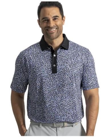 FootJoy Condensed Camo Print Lisle Herren Poloshirt, white/vivid violet/black