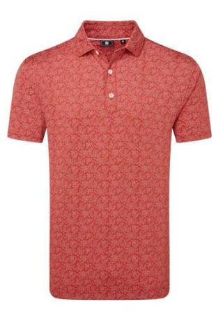 FootJoy Wingtip Floral Lisle Herren Poloshirt, nantucket red/white