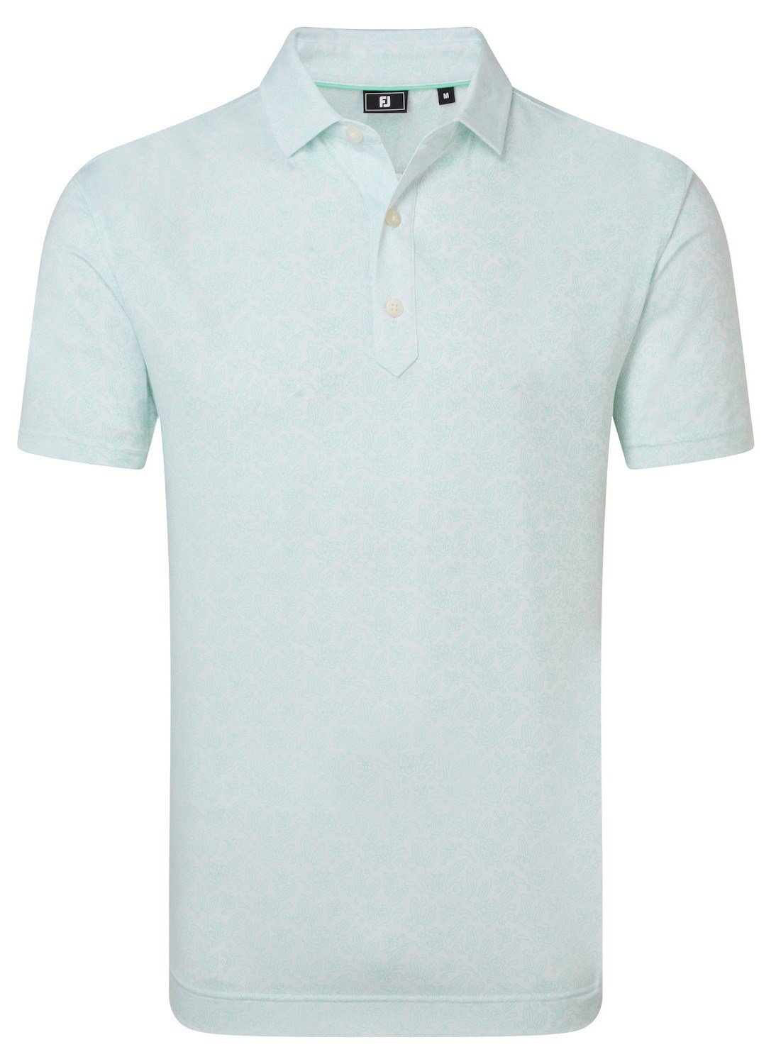 FootJoy Wingtip Floral Lisle Herren Poloshirt, white/sea glass