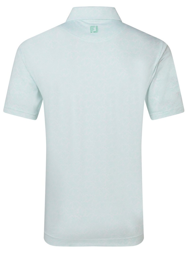 FootJoy Wingtip Floral Lisle Herren Poloshirt, white/sea glass