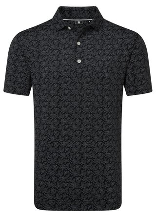 FootJoy Wingtip Floral Lisle Harren Poloshirt, schwarz