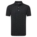 FootJoy Wingtip Floral Lisle Harren Poloshirt, schwarz