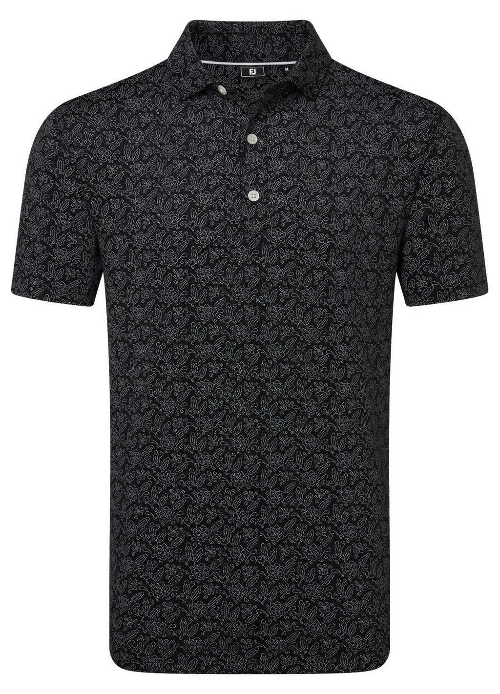 FootJoy Wingtip Floral Lisle Harren Poloshirt, schwarz