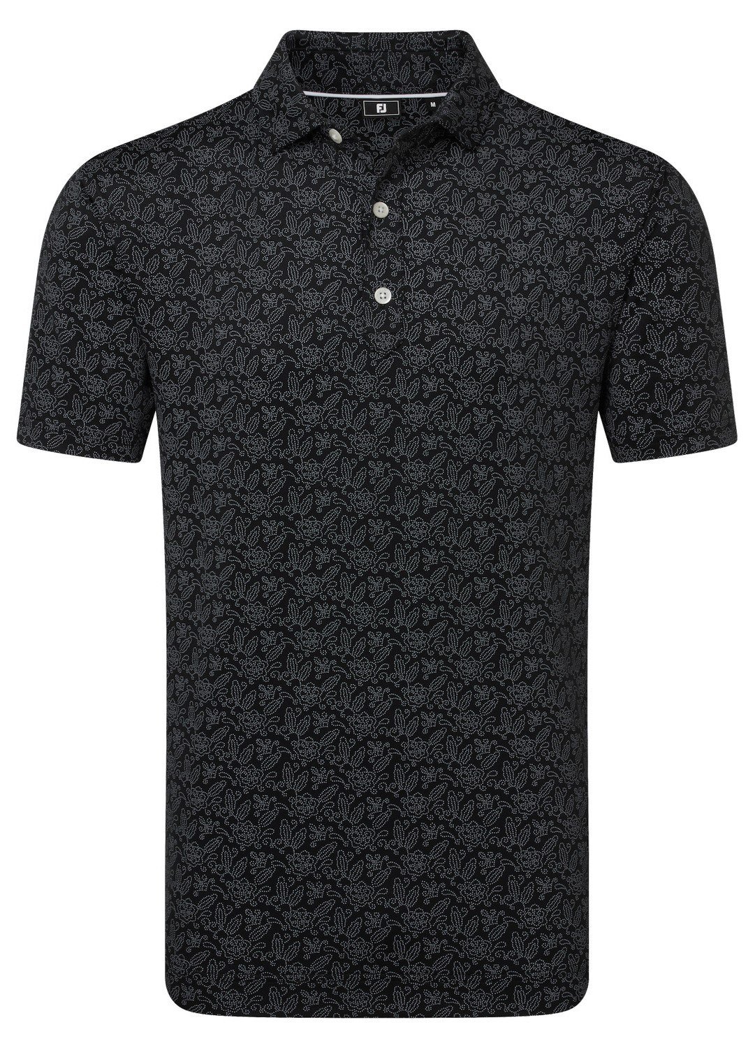 FootJoy Wingtip Floral Lisle Harren Poloshirt, schwarz