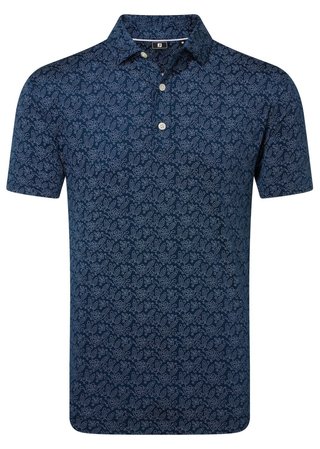 FootJoy Wingtip Floral Lisle Herren Poloshirt, dunkelblau