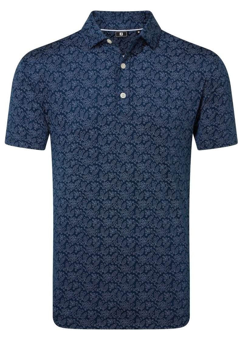 FootJoy Wingtip Floral Lisle Herren Poloshirt, dunkelblau