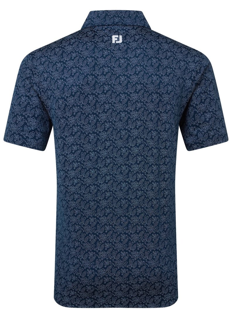 FootJoy Wingtip Floral Lisle Herren Poloshirt, dunkelblau