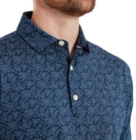 FootJoy Wingtip Floral Lisle Herren Poloshirt, dunkelblau