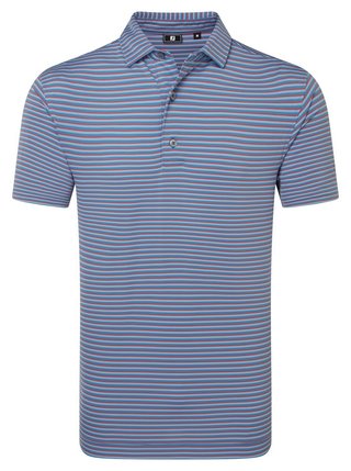 FootJoy Shadow Stripe Lisle Herren Poloshirt, coastal blue