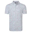 FootJoy Watercolour Floral Print Pique Herren Poloshirt, white/chambray/nantucket red