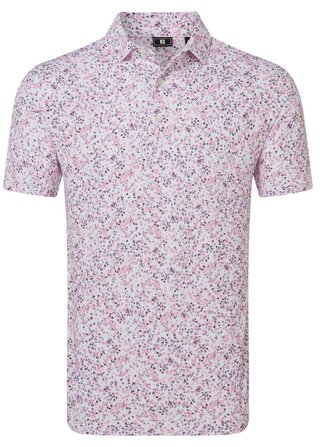 FootJoy Watercolour Floral Print Pique Herren Poloshirt, rosa/weiss pop/schwarz