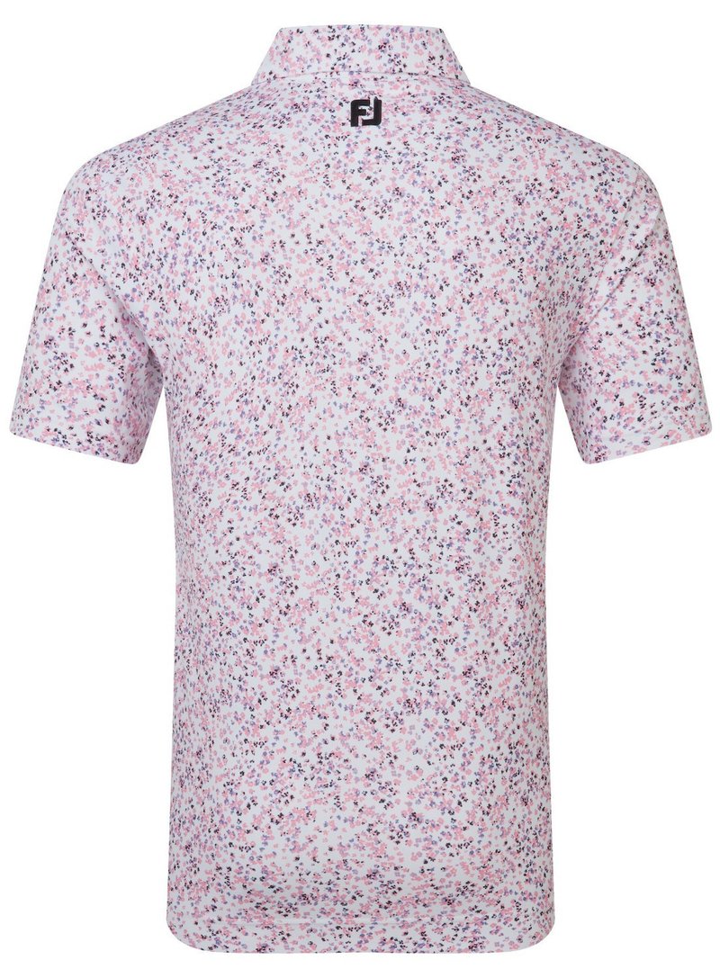FootJoy Watercolour Floral Print Pique Herren Poloshirt, rosa/weiss pop/schwarz