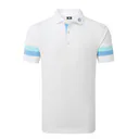 FootJoy Sleeve Stripe Pique Herren Poloshirt, weiss/blau reef/sea glass
