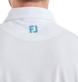 FootJoy Sleeve Stripe Pique Herren Poloshirt, weiss/blau reef/sea glass