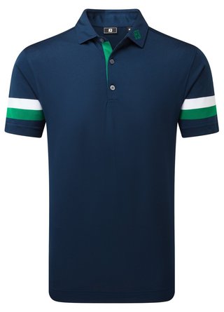 FootJoy Sleeve Stripe Pique Herren Poloshirt, navy/field green/white