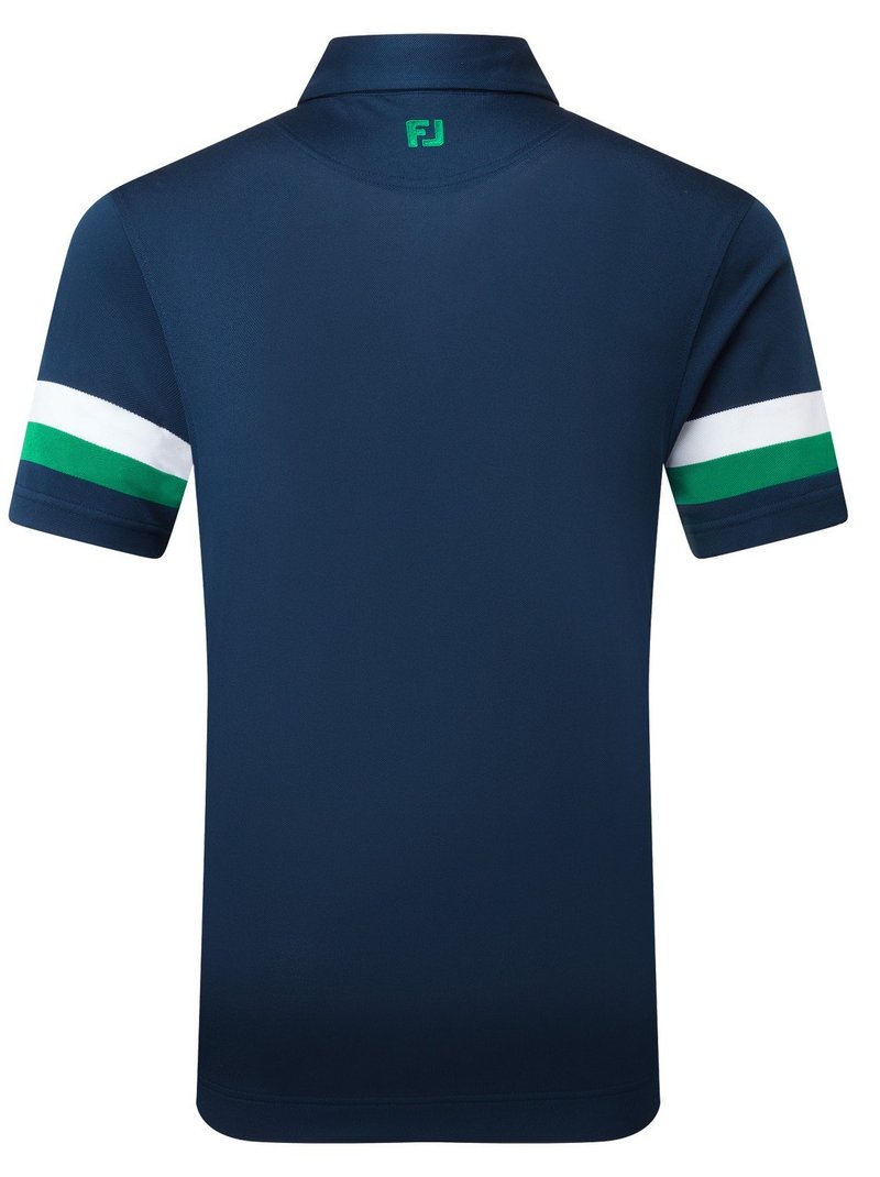 FootJoy Sleeve Stripe Pique Herren Poloshirt, navy/field green/white