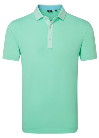FootJoy Star Geo Trim Pique Herren Polo, sea glass