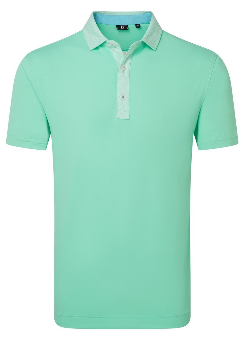 FootJoy Star Geo Trim Pique Herren Polo, sea glass