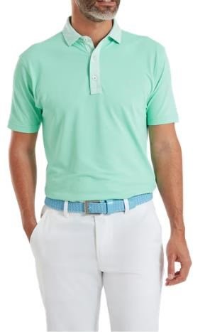 FootJoy Star Geo Trim Pique Herren Polo, sea glass