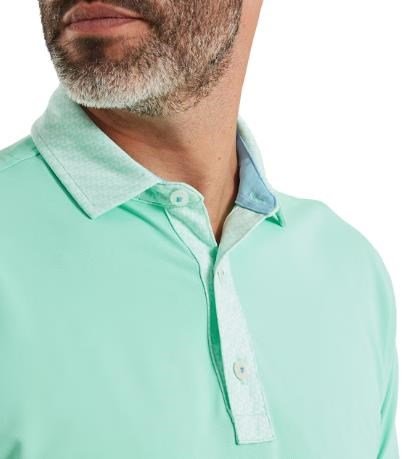 FootJoy Star Geo Trim Pique Herren Polo, sea glass