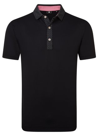 FootJoy Star Geo Trim Pique Herren Poloshirt, schwarz