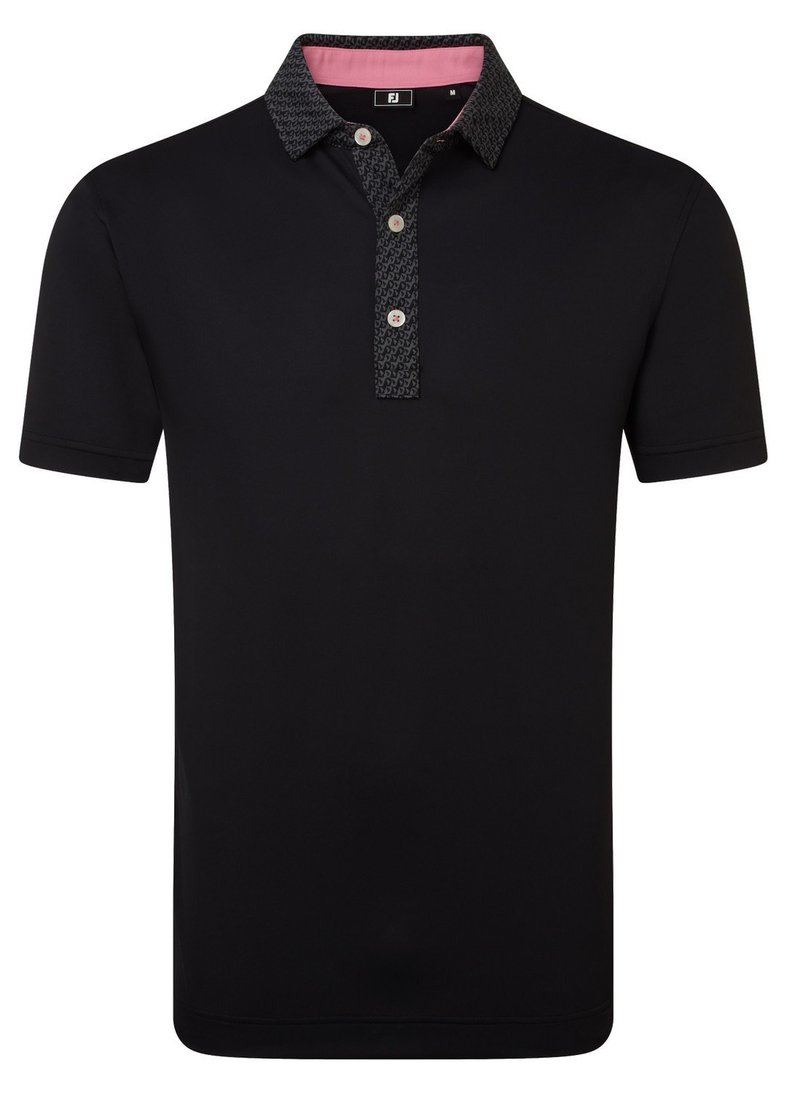 FootJoy Star Geo Trim Pique Herren Poloshirt, schwarz