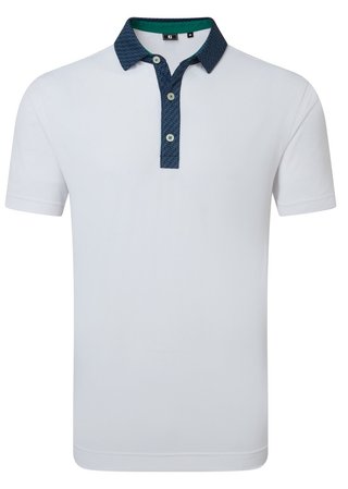 FootJoy Star Geo Trim Pique Herren Poloshirt, weiss