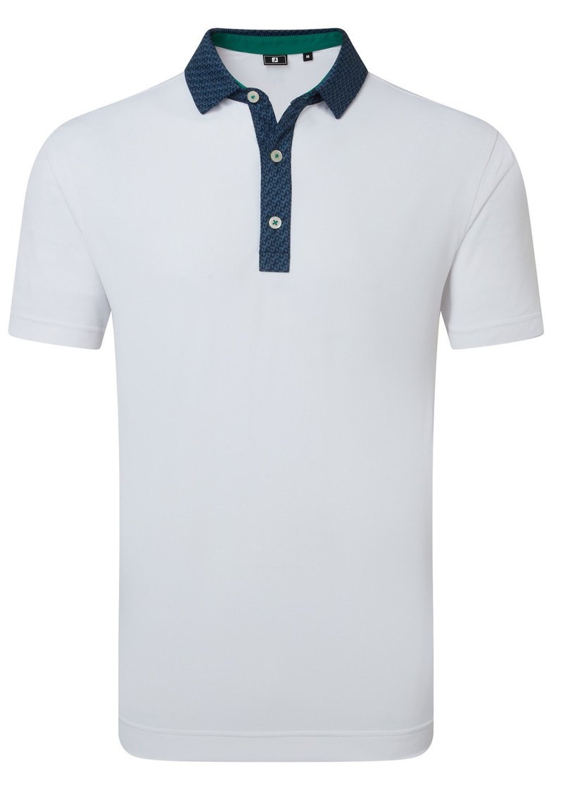 FootJoy Star Geo Trim Pique Herren Poloshirt, weiss
