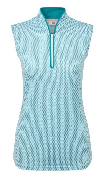 FootJoy Zip Front Tank Printed Damen Poloshirt, blue/white/peach