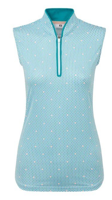 FootJoy Zip Front Tank Printed Damen Poloshirt, blue/white/peach