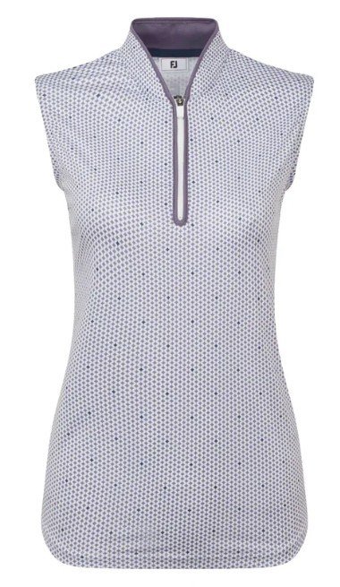 FootJoy Zip Front Tank Printed Damen Poloshirt, navy/white/dusty violet