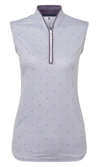 FootJoy Zip Front Tank Printed Damen Poloshirt, navy/white/dusty violet