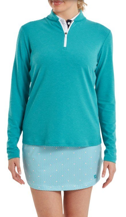 FootJoy 1/4 Zip Blade Collar Midlayer Damen Sweatshirt, tile blue/glacial blue/white