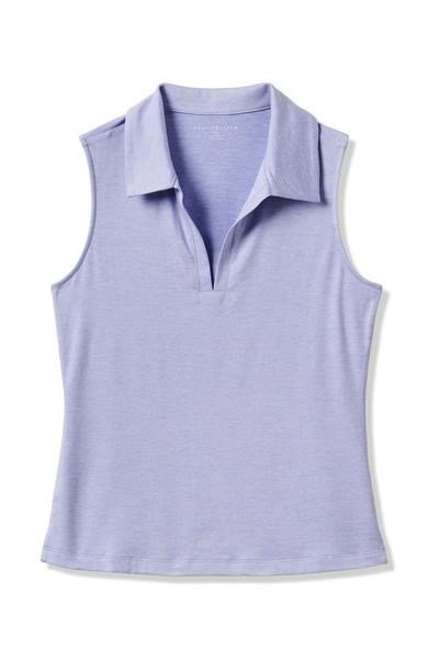 Travis Mathew Skyloft Light ärmelloses Damen-Polo, heather soft blue