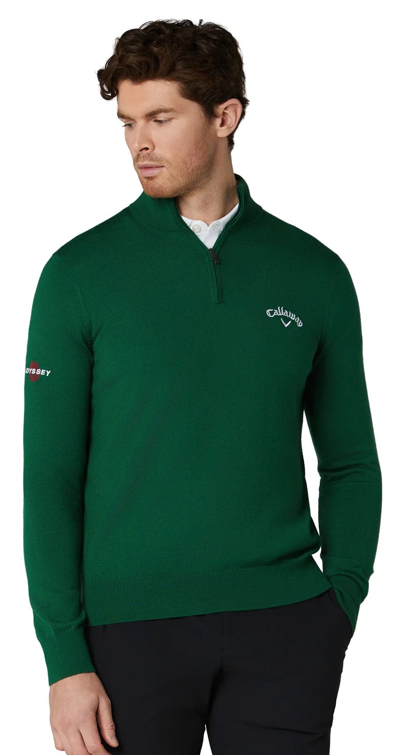 Callaway 1/4 Zip Mock Herren Pullover, deep galapagos green