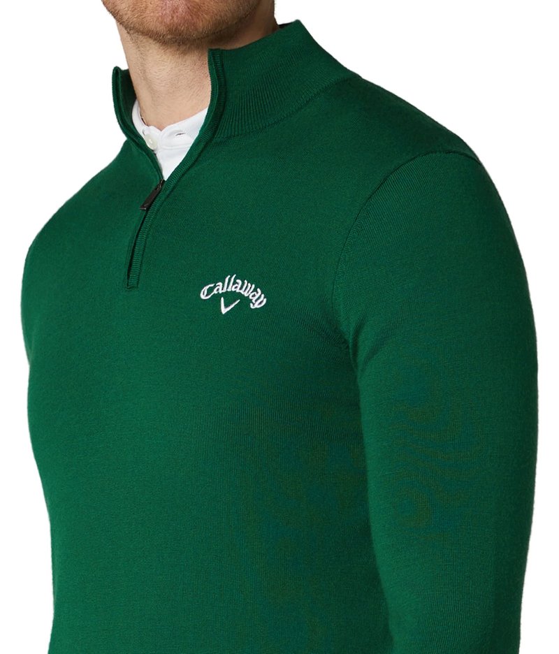 Callaway 1/4 Zip Mock Herren Pullover, deep galapagos green