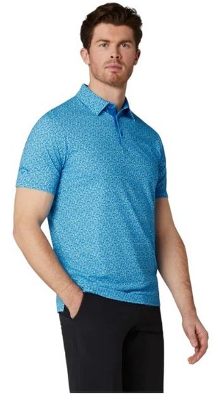 Callaway Tile Gingham Print Herren Poloshirt, brilliant blue