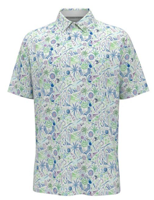 Callaway Nautical Conversational Print Herren Poloshirt, bright white