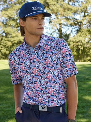 Callaway Dogwood Floral Geo Herren Poloshirt, vista blau