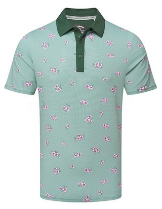 Callaway Azalea Gingham Print Herren Poloshirt, galapagos green