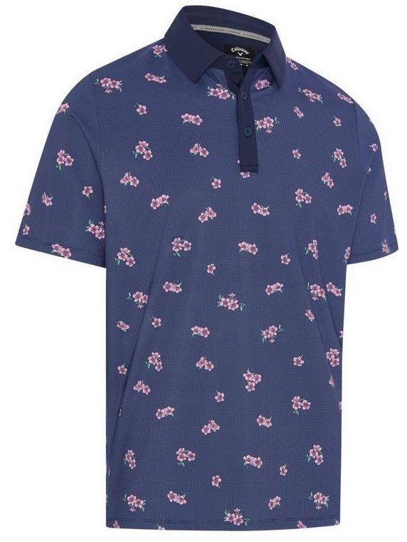 Callaway Azalea Gingham Print Herren Poloshirt, peacoat