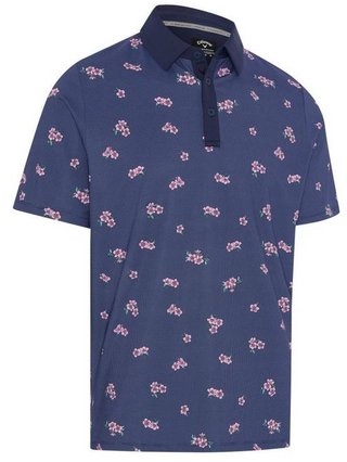 Callaway Azalea Gingham Print Herren Poloshirt, peacoat