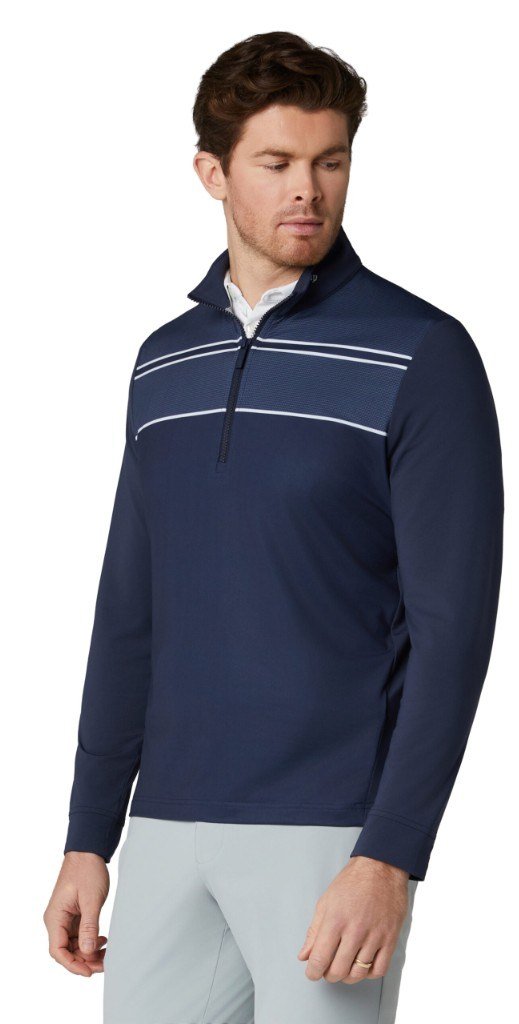Callaway Blocked Printed Chev Textured Herren Sweatshirt, dunkelblau
