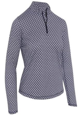 Callaway Scarf Geo Print Long Sleeve Damen Poloshirt, peacoat