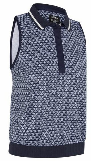 Callaway Scarf Geo Printed Sleeveless Damen Poloshirt, peacoat