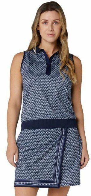 Callaway Scarf Geo Printed Sleeveless Damen Poloshirt, peacoat
