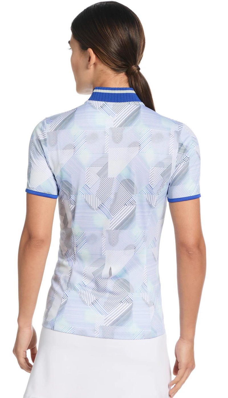 Callaway Sleeveless Rib Collar 1/4 ZIP Print Damen Poloshirt, bright white