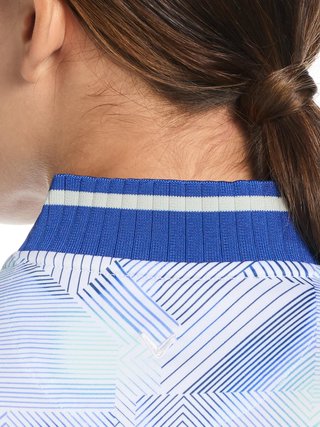 Callaway Sleeveless Rib Collar 1/4 ZIP Print Damen Poloshirt, bright white